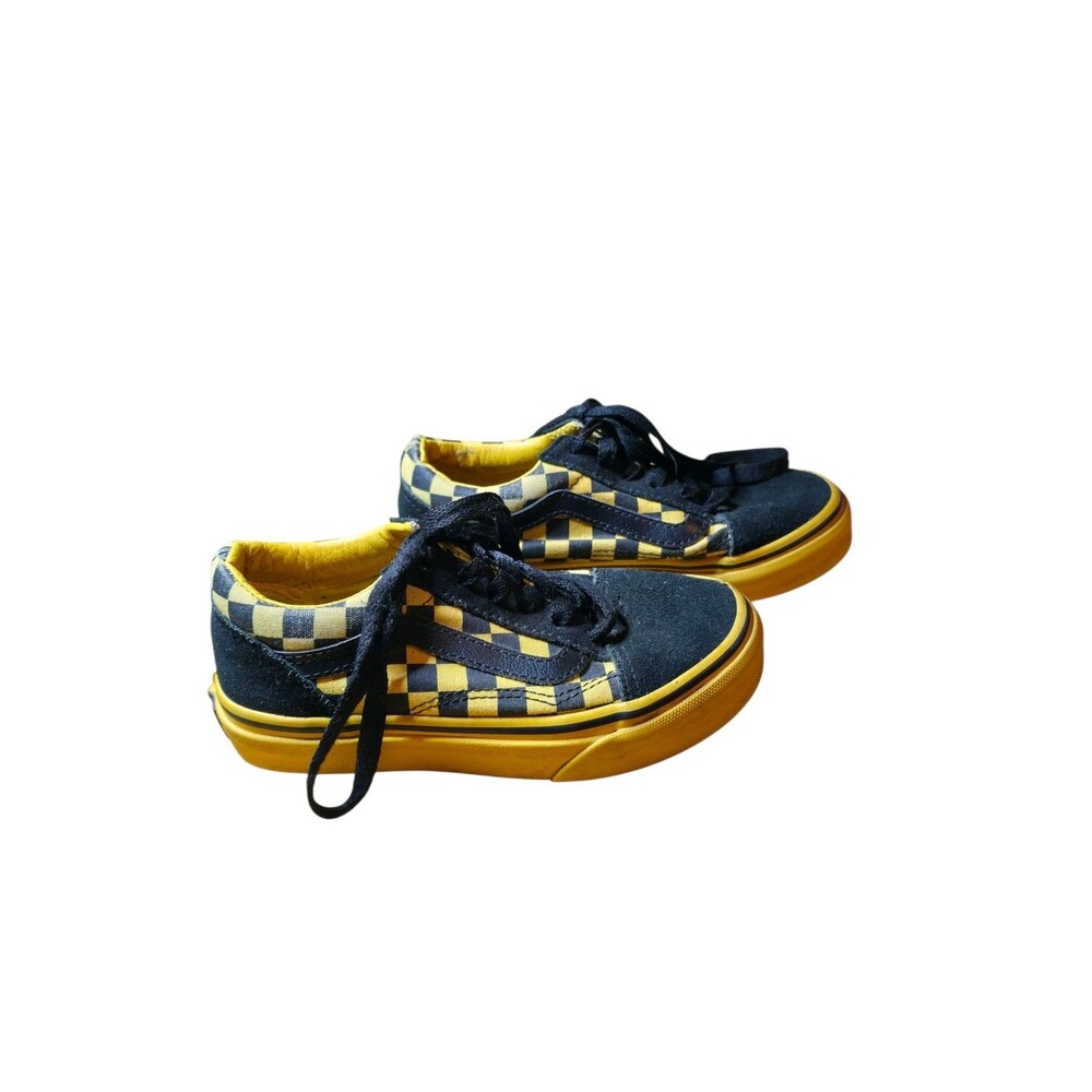 Kids Vans Old Skool Checkered Yellow Black Size 12